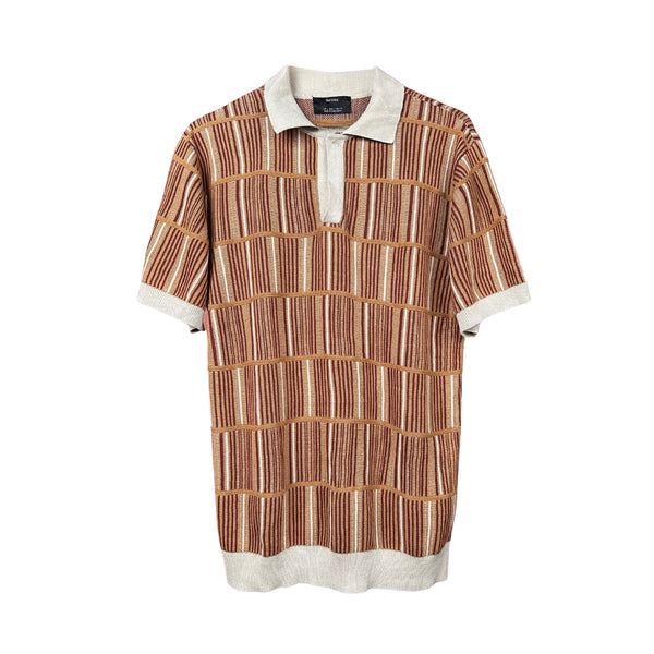 Textured short sleeve polo shirt